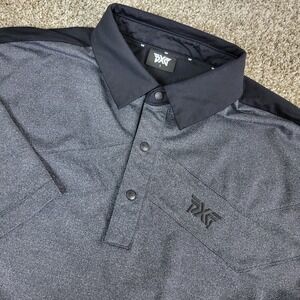 PXG Mens Small Gray Black Performance Stretch Golf‎ Polo Short Sleeve